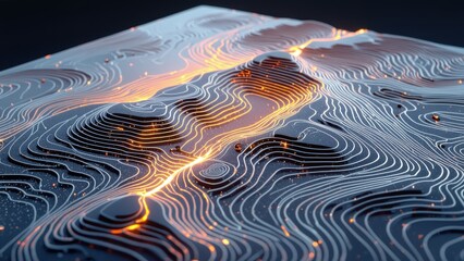Digital Terrain with Glowing Lines