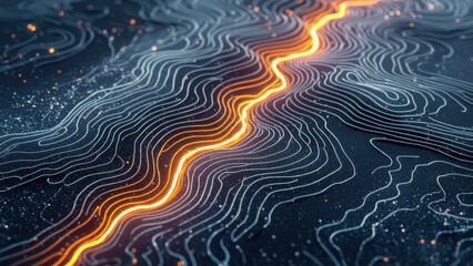 Neon Orange Lines on Abstract Background