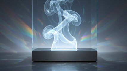Abstract Smoke in Glass Cube