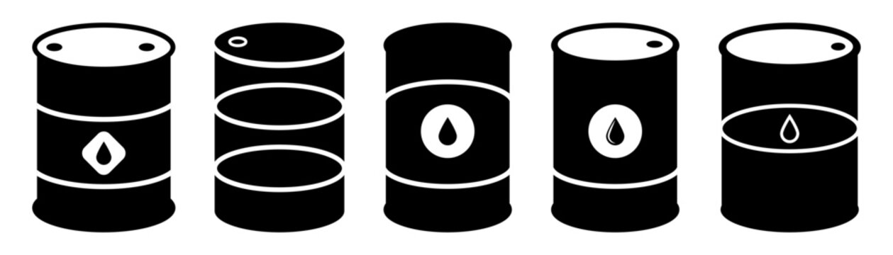 Set of oil barrel icons