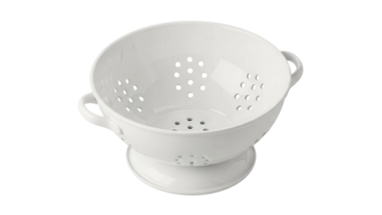 White Colander Isolated Black Background
