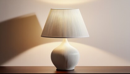 a lamp with a white shade and a white base
