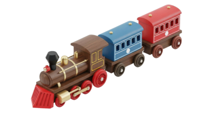 Wooden Toy Train, Isolated Black