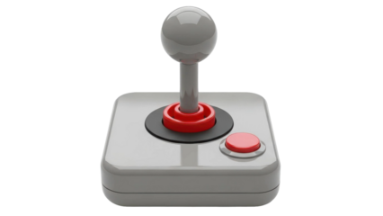 Retro Joystick, Red Button, Black Background
