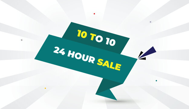 10 to 10 24 hour sale editable eps format web banner vector art illustration template design light green shapes yellow bold font white gray gradient abstract illustration sun shine business background