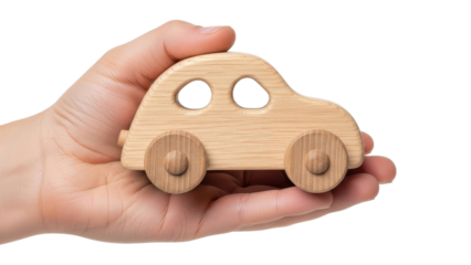 Hand Holding Wooden Toy Car