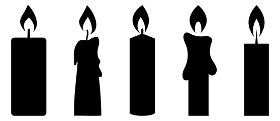 Black candle icon set