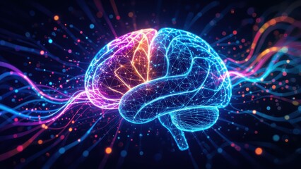 Neon Brain with Neural Connections