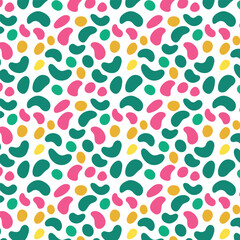 Vibrant abstract seamless pattern of bean-shaped and oval colorful elements, vector