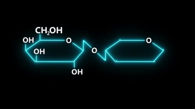 neon Lactose Structural Formula On black Background. Lactose Molecular Structure Symbol icon Animation. Lactose Molecule Structure icon.