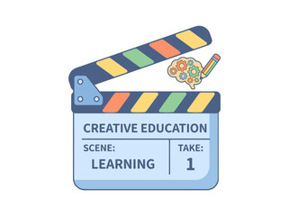 Fototapeta premium Clapperboard with Creative Education Theme.