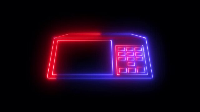 neon Electoral Urn icon animation on black background. Electronic machine voting urn icon. urn electronic voting machine icon. file for editing for any candidate number. 4k motion video.