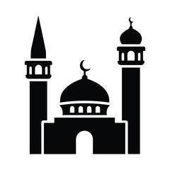 Silhouette of a mosque with twin minarets Vector, illustration