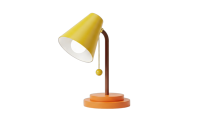 Yellow Desk Lamp Illuminated on White Background