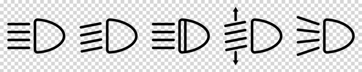 Set of headlight line icons