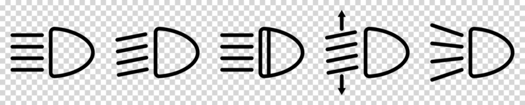 Set of headlight line icons