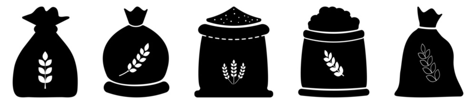 Set of wheat bag icon