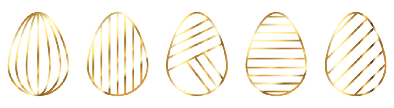 Set of golden line easter egg
