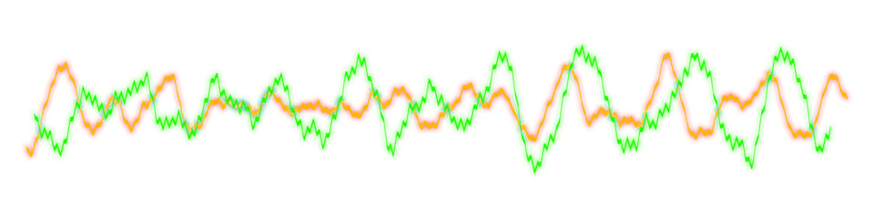 Green yellow light wave pulse spectrum graph analysis isolated on white background