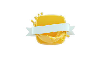Yellow Splash with Ribbon Banner on White Background