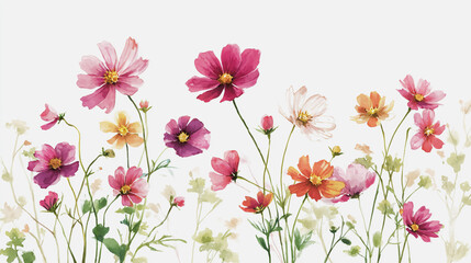 Naklejka premium watercolor painting of Elegant wedding invitation card background vector. Minimal hand painted watercolor botanical flowers texture template background. Design for wedding, vip cover, poster, rsvp