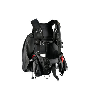 Scuba diving equipment bouyancy control device shortly known as BCD isolated on white background   