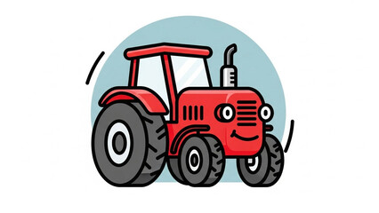 Obraz premium Tractor icon simplified into friendly cartoon style, no people.