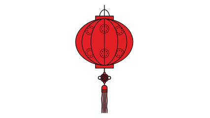 Obraz premium Traditional Red Chinese Lantern with Tassel on White Background