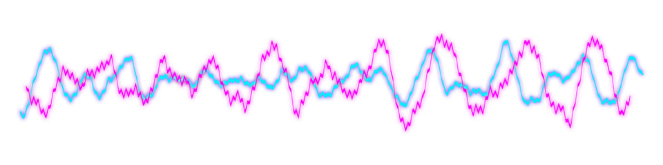 Purple blue light wave pulse spectrum graph analysis isolated on white background