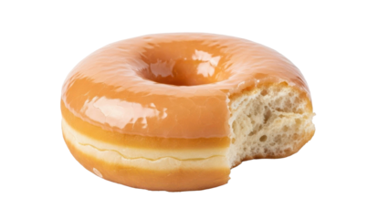 Bitten Glazed Donut Isolated Black Background