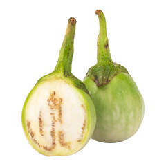 Eggplant cut sliced isolated on white background thailand