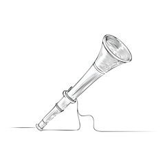 Hand Drawn Spyglass Illustration, Old-fashioned Telescope Sketch, Adventure and Exploration, Nautical Theme