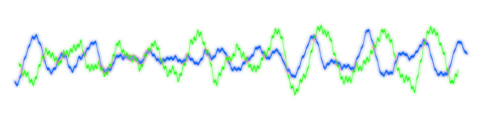 Blue green light wave pulse spectrum graph analysis isolated on white background