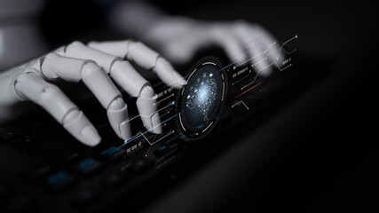 AI processing digital data through neural circuits, analyzing signals, powering intelligence, and managing core functions in a connected technology framework. Latch