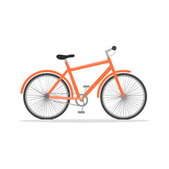 Fototapeta premium Orange bicycle icon, side view. Cycling and recreation, summer outdoor transportation concept
