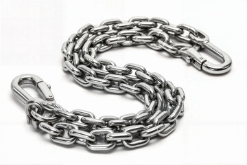 Obraz premium Heavy-duty metal chain dog leash with sturdy clasp attachment.