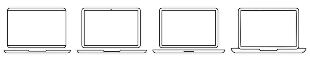Set of outline laptop icons