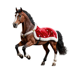 Fototapeta premium Horse Runs Festively with Holiday Decor