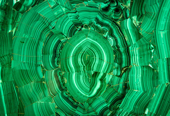 Malachite stone background with rich green layered patterns, natural mineral texture, polished gemstone surface, abstract organic lines, and decorative marble structure suitable for luxury design 