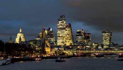 UK, England, London, City skyline from Waterloo bridge 2025