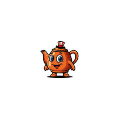 Cartoon Teapot icon flat vector design.