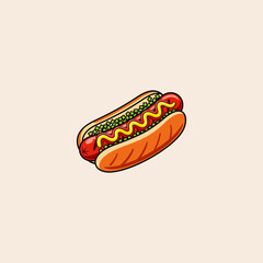 Hot dog food icon flat vector design.