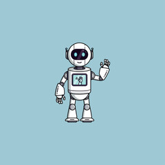 Household robot icon flat vector design.