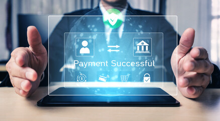 Successful transaction message showing secure payment. Payment confirmed, secured, payment processed, and payment completed with trust and transaction integrity. Vouch