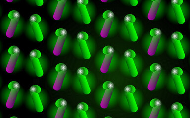 Neon Candy Cane Pattern on Black Background