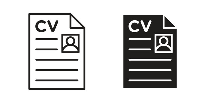 CV icon Collection for mobile and web apps. Editable stroke line and glyph icons.