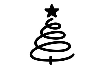 Minimalist spiral Christmas tree topped with a star for holiday decoration