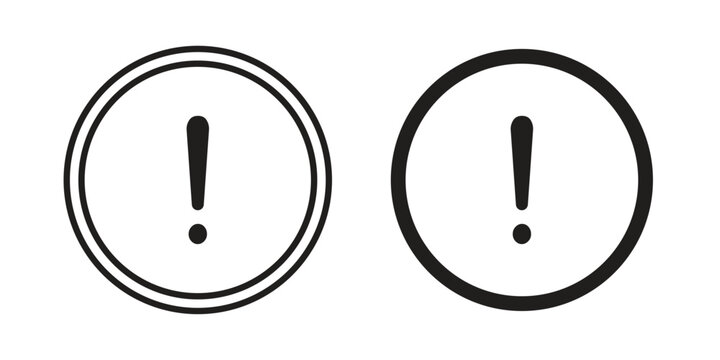 Exclamation button icon Collection for mobile and web apps. Editable stroke line and glyph icons.