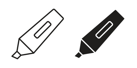 Highlighter icon Collection for mobile and web apps. Editable stroke line and glyph icons.