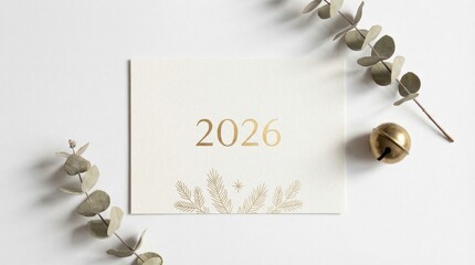 Elegant 2026 calendar with gold accents and eucalyptus
